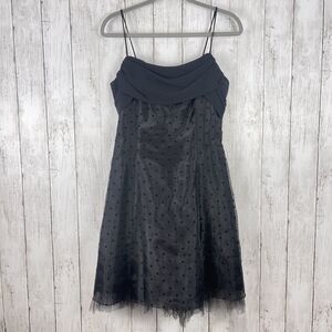 Betsy & Adam Dress Women 8 Black Polka Dot Cocktail Party LBD Witchy Grunge Goth